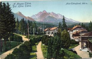 11 db RÉGI, színes városképes képeslap a Tátrából, többek között Alsó-Tátrafüred, Poprád tó és Tátra...