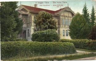 11 db RÉGI, színes városképes képeslap a Tátrából, többek között Alsó-Tátrafüred, Poprád tó és Tátra...