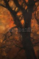 Kézdi Kovács László (1864-1942): Kutyus és gazdája az őszi erdőben. Olaj, vászon, jelzett, keretben,...