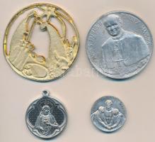 Vegyes magyar és külföldi 4db-os egyházi témájú érem, közte "II. János Pál pápa / A Szentatya Szombathelyen 1991. Aug. 19." fém emlékérem (65mm) T:2