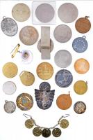 24db vegyes, főleg külföldi emlékérem, jelvény, fémpénz, közte "Stubai - Tirol" Br jelvény...