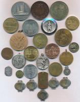 28db vegyes magyar és külföldi emlékérem, jelvény, közte DN "Kisfaludy - a Balaton első gőzhajó...