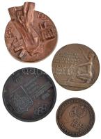 4db klf Br plakett a szocialista időszakból, közte 1983. "VII. Szakmunkás Tanuló Olimpia Veszprém 1983" Br plakett (100mm), 1985. "A Szövetkezeti Mozgalom Szolgálatáért 1945-1985 / Felszabadulásunk 40. évfordulójára" Br emlékérem (70mm), T:2,2-