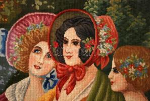 Franz Schubert és Eszterházy Karolina találkozása Kismartonban. Gobelin kép, antik keretben, 48×67 c...