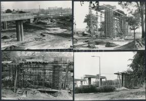 cca 1975 Budapest, Sibrik Miklós úti felüljáró építése, Karai S. felvételei, kettő feliratozva, 10 d...