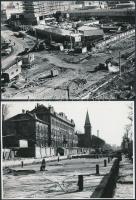 cca 1975 Budapest, Nagyvárad téri metró építkezés felszíni munkái, 6 db riportkép, 13x18 cm és 9x13 cm