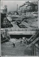 cca 1975 Budapest, Nagyvárad téri metró építkezés felszíni munkái, 6 db riportkép, 13x18 cm és 9x13 ...