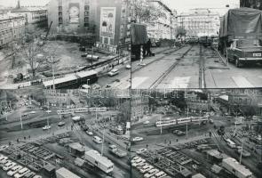 1977. november 14. Budapest, Marx tér a felbontás és átépítés előtti állapotában, 11 db helyszíni fotó, feliratozva, 9x13 cm