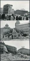 cca 1965 Budapest, A Nemzeti Színház bontása, 3 db vintage fotó, 9x13 cm