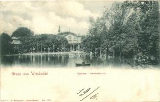 Wiesbaden, Curhaus - Gartenansicht / spa, garden view (small tear)