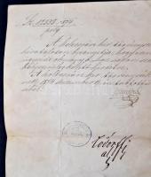 1874 Ügyvédi oklevél, tanúsítvány az ügyvédi eskü letételéről. Jó állapotú viaszpecséttel, okmánybél...