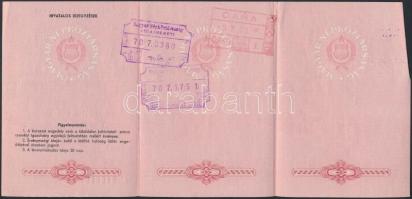 1970 Kiutazási engedély (útlevéllap) Csehszlovákia és Lengyelország területére, 12x24cm