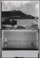 cca 1930 Balatoni tájak, Kerny István (1879-1963) fotóművész hagyatékában őrzött, 9 db korabeli üveg...