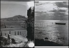 cca 1930 Balatoni tájak, Kerny István (1879-1963) fotóművész hagyatékában őrzött, 9 db korabeli üveg...