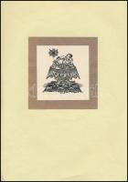 Csabai Ékes Lajos (1896-1944): Hölgy asztalnál. Fametszet, jelzett a fametszeten, kartonra kasírozva, 9x9 cm