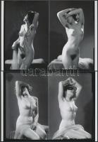 cca 1950 Műterem-látogatáson Demeter Károly (1892-1983) budapesti fényképésznél, 8 db korabeli negatívról készült modern nagyítás finoman erotikus felvételekről 4 db 13x18 cm-es fotópapírra