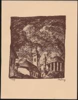 Rudnay Gyula (1878-1957): Templomdomb, cinkográfia, papír, jelzett, 12×11 cm