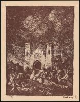 Rudnay Gyula (1878-1957): Lovasok, cinkográfia, papír, jelzett, 17×13 cm