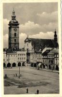 Ceské Budéjovice, main square, the Black Tower, St. Nicholas Cathedral (gluemark)