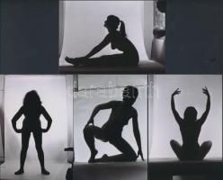 cca 1975 Sziluett lányok, 7 db korabeli negatívról készült modern nagyítások, 13x9 cm, 15x10 cm + 1 ...