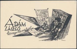 Haranghy Jenő (1894-1951): Ádám László ex libris klisé, 8,5x13,5cm