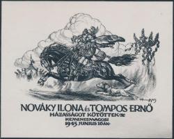 1945 Haranghy Jenő (1894-1951):  "Nováky Ilona és Tompos Ernő házasságot kötöttek", klisé, 9x11cm