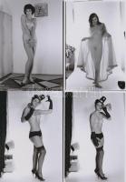 cca 1974 Öt modell, kilenc emlék, finoman erotikus fényképek, 9 db korabeli negatívról készült moder...