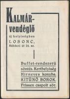 cca 1920 Kalmár vendéglő reklámnyomtatvány képekkel, pp.:16, 15x10cm