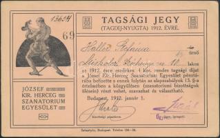 1912 József kir. herceg szanatóriumi tagdíj nyugta