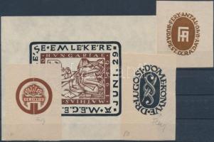 Fery Antal (1908-1944): 4 db ex libris, ebből 3db fametszet, 2 jelzett+ 1db klisé, különböző méretben cca 6x6cm és 15x12cm között