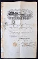 1864 Az Óbudai gőzhajógyár metszettel díszített bizonyítványa / Warrant of the Donau Dampshiff Gesellschaft