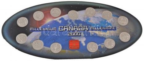 Kanada 2000. 25c (13xklf) "Millennium" szett díszkiadásban T:1 Canada 2000. 25 Cents (13xdiff) "Millennium" coin set in original packing C:UNC