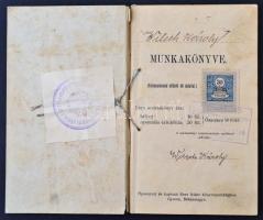 1912-18 Kőfaragói végbizonyítvány, valamint hozzá kapcsolódó munkakönyv, aláírásokkal, okmánybélyegg...
