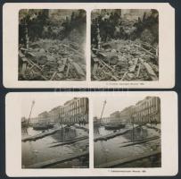 1908 Dél-Olaszország, Messina, a földrengés utáni helyszíni fotók, 2 db sztereo fényképpár feliratozva, 9x18 cm / Messina, Italy, 2 stereophotos, 9x18 cm