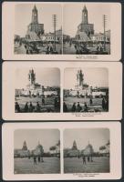 cca 1900 Moszkvai életképek, 3 db sztereo fényképpár feliratozva, 9x18 cm / Moscow, Russia, 3 stereophotos, 9x18 cm