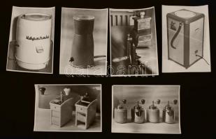 cca 1960 Tárgykultúra, gyorsan változó használati eszközeink, 13 db tárgyfotó, 18x13 cm