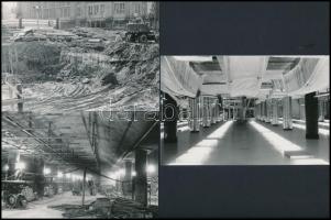 1974 Budapest, Deák téri metró építkezés föld felett, föld alatt, 13 db riportkép, 9x13 cm