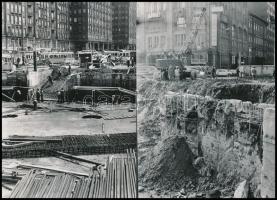 1974 Budapest, Deák téri metró építkezés föld felett, föld alatt, 13 db riportkép, 9x13 cm