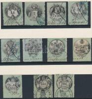 1868 Okmánybélyegek Vízjel BETŰS sor! 1/2kr-90kr (16 db) + 1Ft-20Ft (11 db) (>35.000)