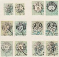 1868 Okmánybélyegek 1/2kr-20ft (2x27 db) szürke - fekete középrész!