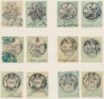 1868 Okmánybélyegek 1/2kr-20ft (2x27 db) szürke - fekete középrész!