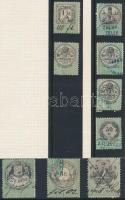 1869 Okmánybélyeg 10 1/2 fogazású teljes sor + 9 db bélyeg