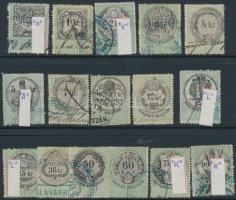 1868 Okmánybélyeg teljes sor, közte 8 db betűs vízjellel (28 db)