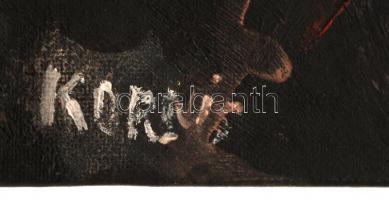 Kornis jelzéssel: Alakuló forma. Olaj, vászon,  50×20 cm