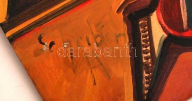 Scheiber jelzéssel: Ülő nő. Olaj, karton, apró sérüléssel, 60×50 cm