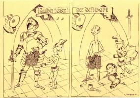 24 db MODERN használatlan motívumlap; humoros katonai grafikai lapok/ 24 unused modern motive cards;...