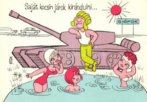 24 db MODERN használatlan motívumlap; humoros katonai grafikai lapok/ 24 unused modern motive cards;...