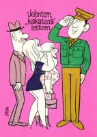 24 db MODERN használatlan motívumlap; humoros katonai grafikai lapok/ 24 unused modern motive cards;...