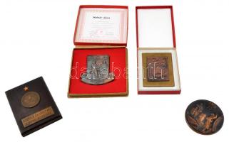 4db-os vegyes szocialista plakett tétel, közte 1975. "Nagykanizsa - DKG 25" Br plakett (82mm), 1977. "Debreceni Tűzoltóság 1877-1977" fém plakett (95x70mm) T:2,2-