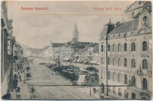 Kassa, Fő utca, leporellós képeslap / main street view, leporellocard